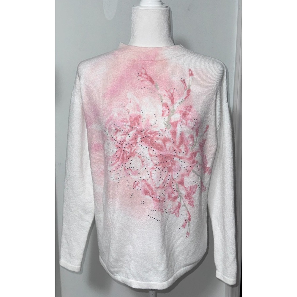 White House Black Market Outlet Women Medium Sweater Sequins Floral Classic